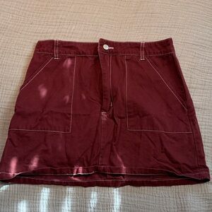 Wild Honey Burgundy Mini Skirt